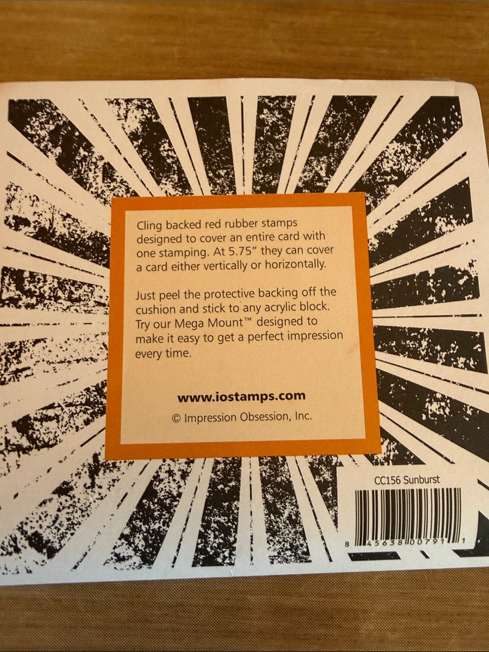 Impression Obsession “Sunburst” Cover-A-Card Cling Rubber Stamp
